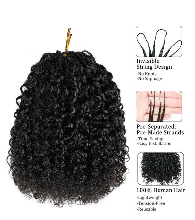 MRSHAIR 100g Burmese Kinky Curly Crochet Human Hair Knots Feather Crochet Hair Extensions