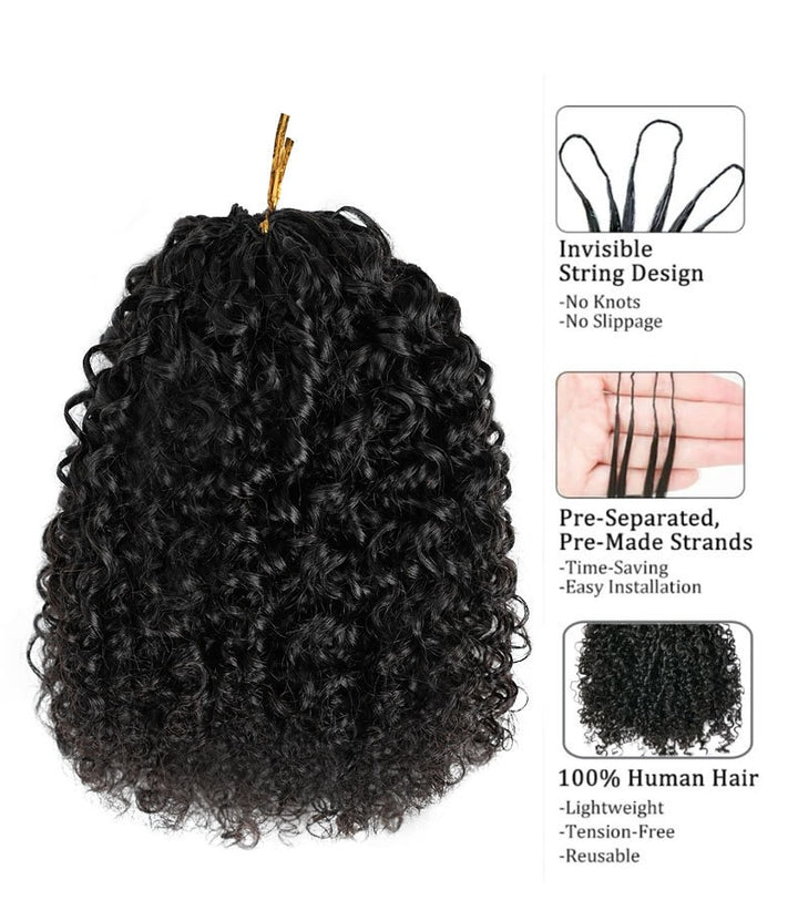 MRSHAIR 100g Burmese Kinky Curly Crochet Human Hair Knots Feather Crochet Hair Extensions