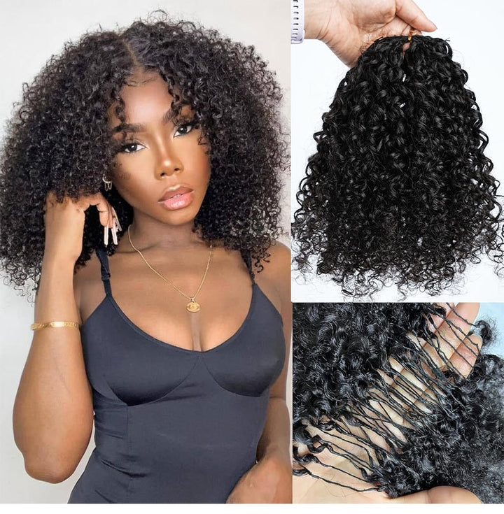 MRSHAIR 100g Burmese Kinky Curly Crochet Human Hair Knots Feather Crochet Hair Extensions