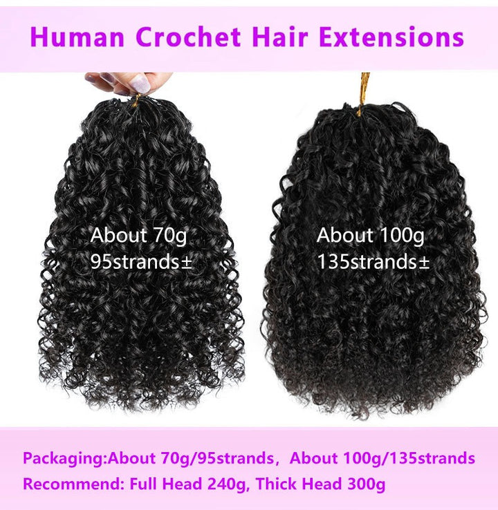 MRSHAIR 100g Burmese Kinky Curly Crochet Human Hair Knots Feather Crochet Hair Extensions