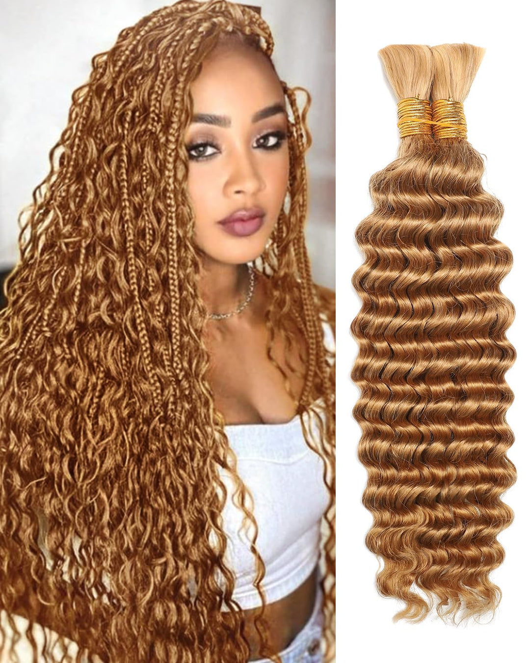 MRSHAIR 100g Deep Wave Bulk Human Hair for Braiding