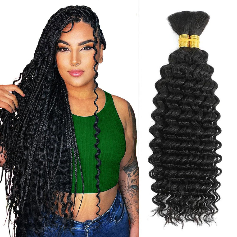 MRSHAIR 100g Deep Wave Bulk Human Hair for Braiding