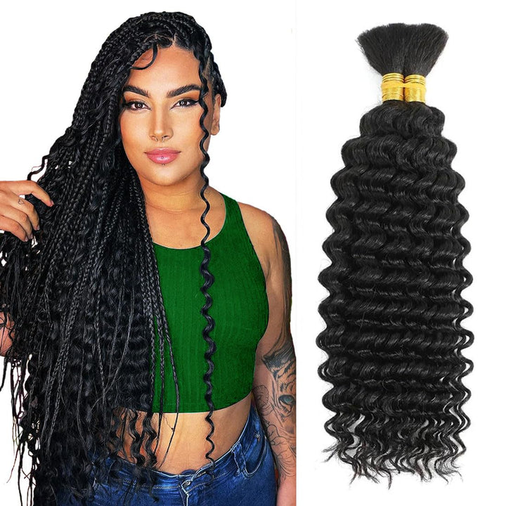 MRSHAIR 100g Deep Wave Bulk Human Hair for Braiding