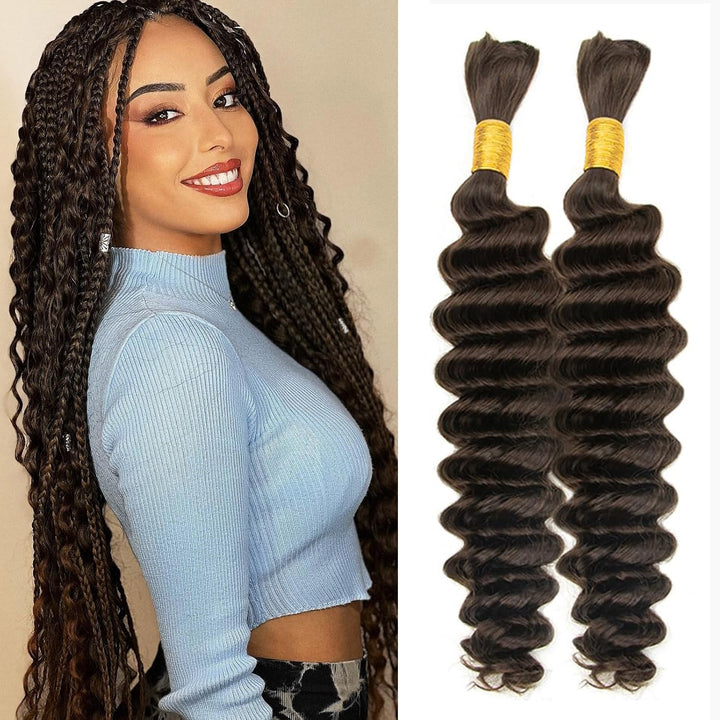 MRSHAIR 100g Deep Wave Bulk Human Hair for Braiding