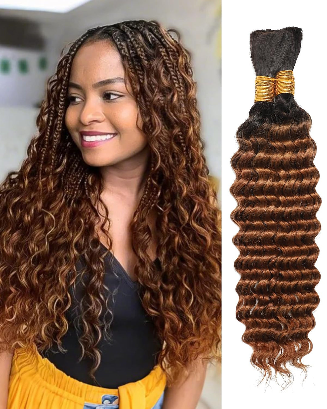MRSHAIR 100g Deep Wave Bulk Human Hair for Braiding