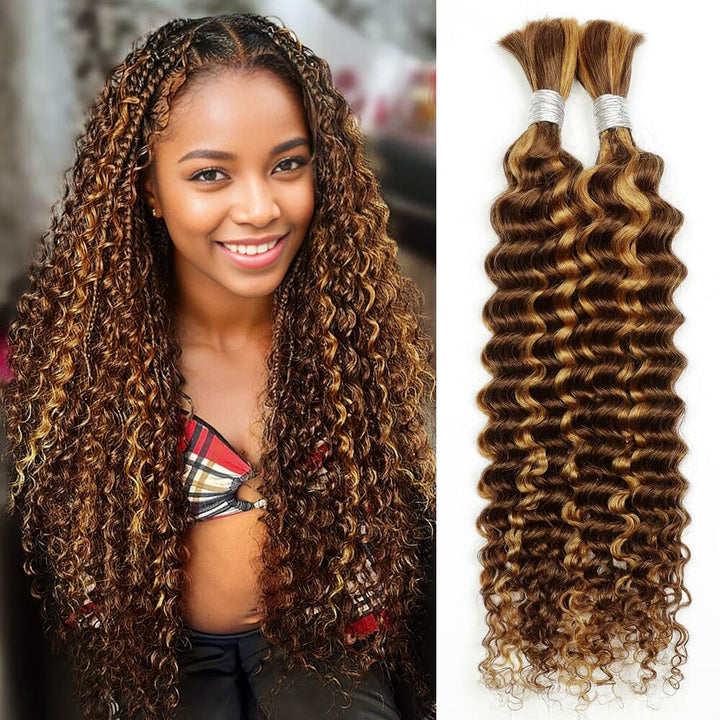 MRSHAIR 100g Deep Wave Bulk Human Hair for Braiding