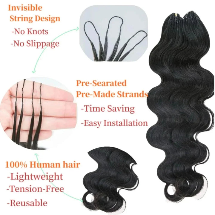 MRSHAIR 120g Body Wave Crochet Human Hair Knots Feather Crochet Hair Extensions
