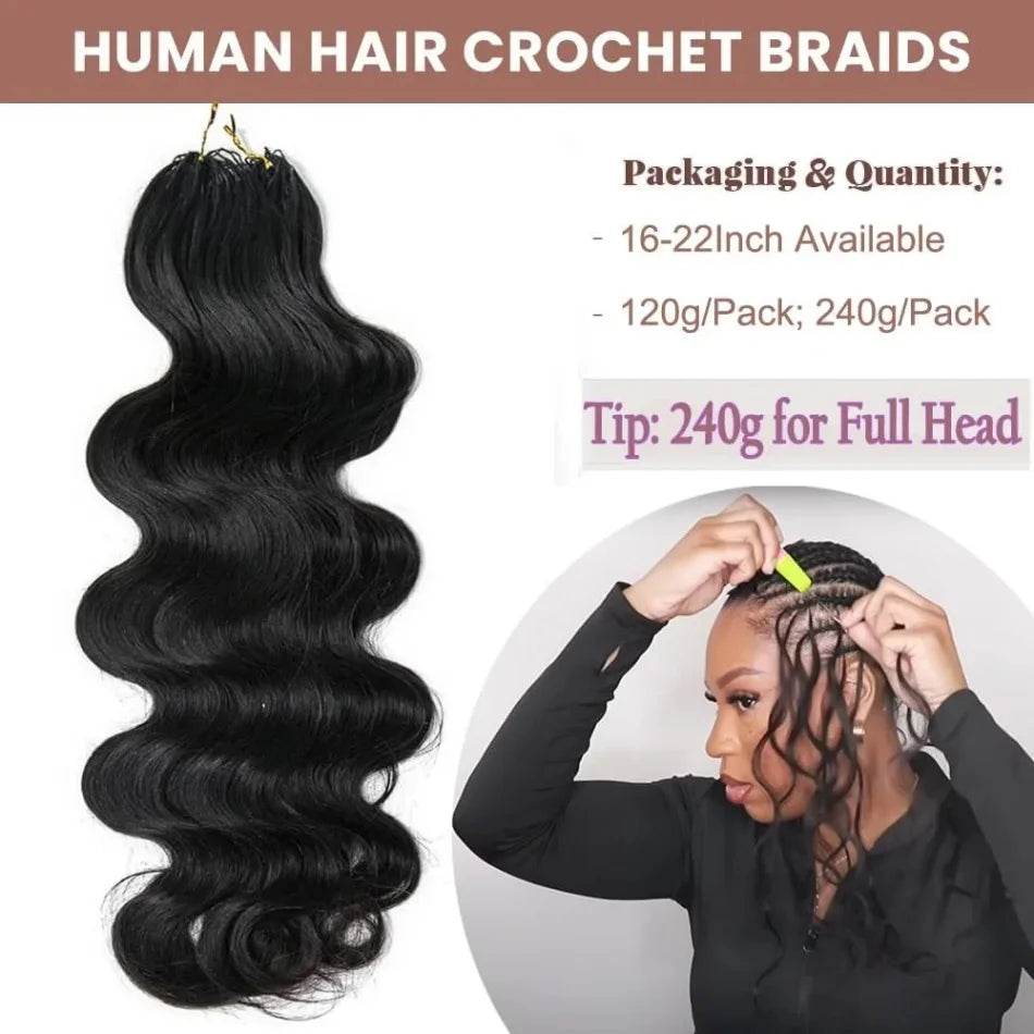 MRSHAIR 120g Body Wave Crochet Human Hair Knots Feather Crochet Hair Extensions