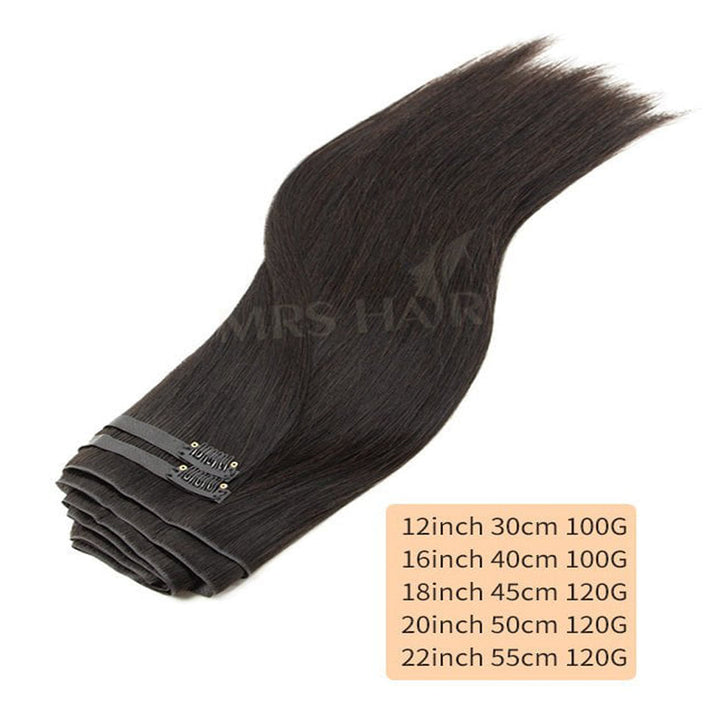 MRSHAIR Invisible Seamless PU Skin Weft Clip In Human Hair Extension
