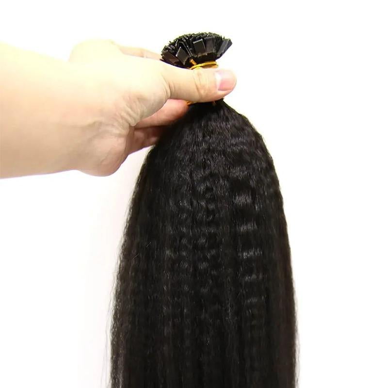 MRSHAIR Kinky Straight Flat Tip Human Hair Extensions