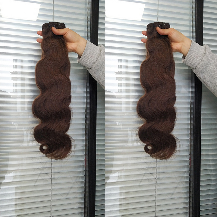 MRSHAIR MRS Hair Double Drawn 100% Human Hair Dark Brown Body Wave Weft Bundles Color 2#