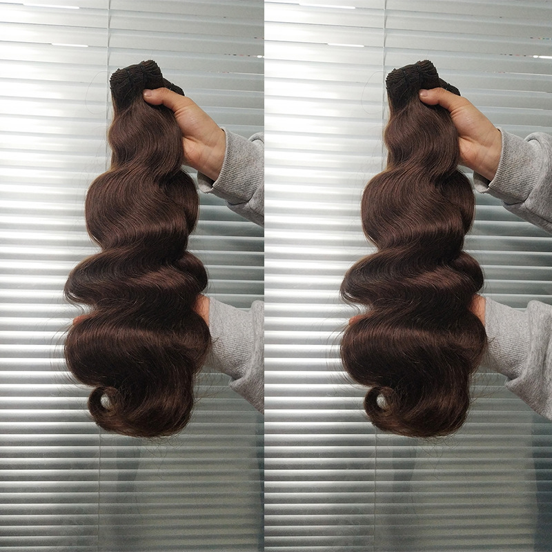MRSHAIR MRS Hair Double Drawn 100% Human Hair Dark Brown Body Wave Weft Bundles Color 2#