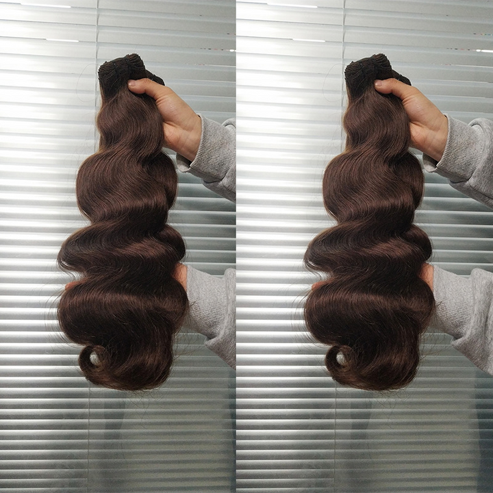 MRSHAIR MRS Hair Double Drawn 100% Human Hair Dark Brown Body Wave Weft Bundles Color 2#