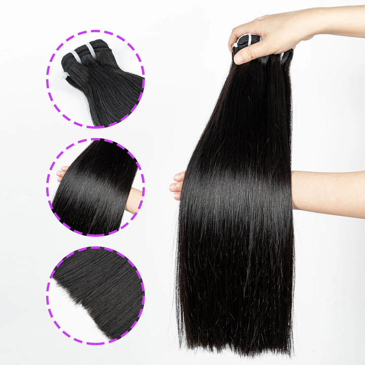 MRSHAIR MRS Hair Double Drawn 100% Human  Hair Weft Bundles No tangle No Shedding