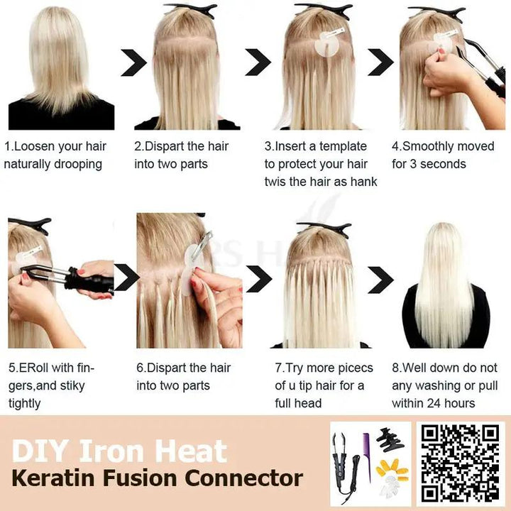 MRSHAIR MRS HAIR Flat Tip Human Hair Extensions Fusion Hair 50g