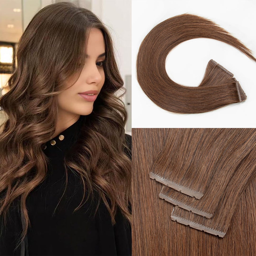 MRSHAIR MRS HAIR Injected PU Holes Twin Tabs Tape In Human Hair Extensions 50g