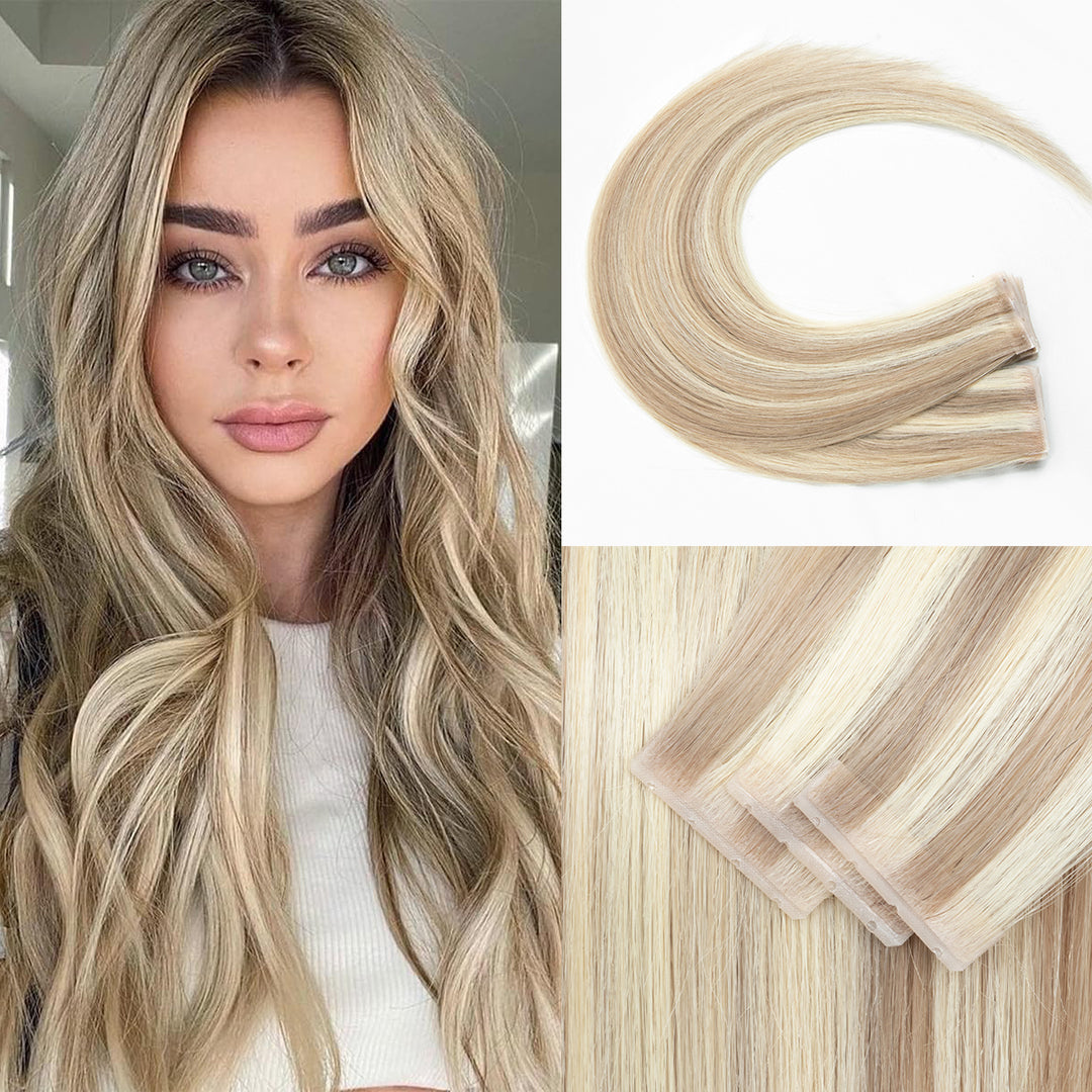 MRSHAIR MRS HAIR Injected PU Holes Twin Tabs Tape In Human Hair Extensions 50g