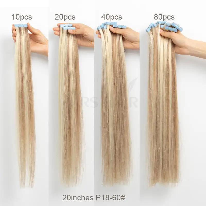 MRSHAIR MRS HAIR Invisible Tape Hair Human Hair Extensions Hand Tied Tape Ins