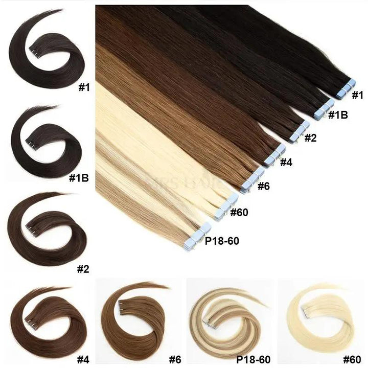 MRSHAIR MRS HAIR Invisible Tape Hair Human Hair Extensions Hand Tied Tape Ins