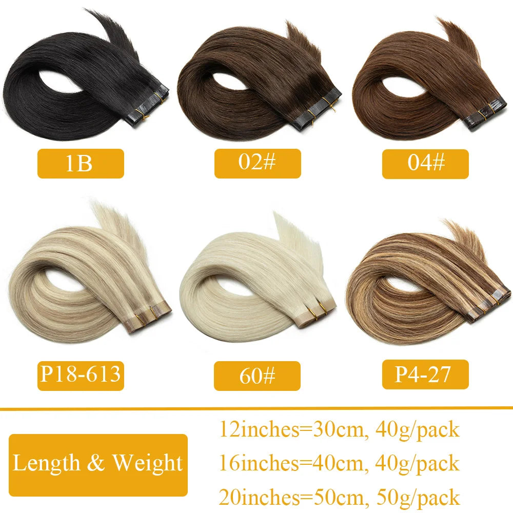 MRSHAIR MRS HAIR Long Glue PU Tape Weft Human Hair Extensions
