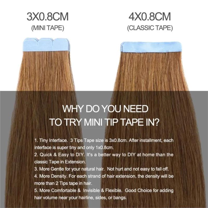 MRSHAIR MRS HAIR Mini Tape in Human Hair Extensions Micro Tape Ins