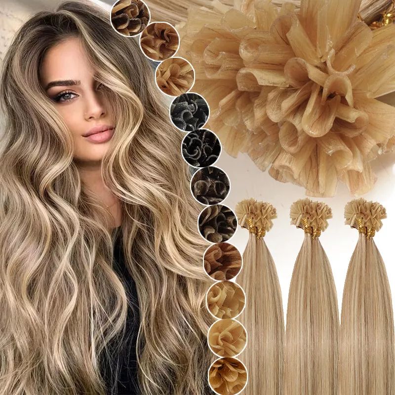 MRSHAIR MRS HAIR Nail Human Hair Extensions U Tip Hair 100G