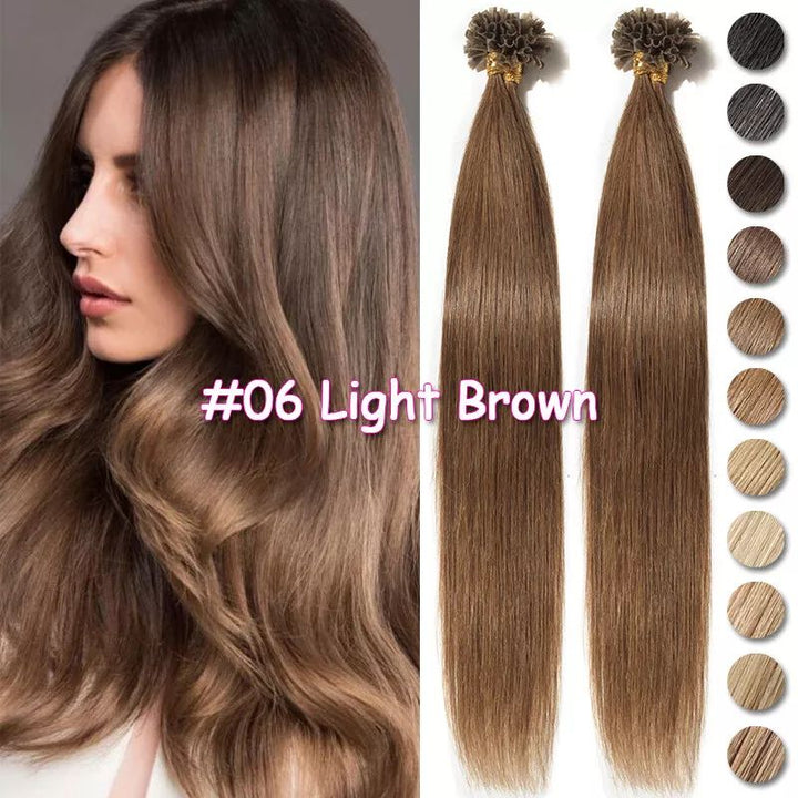 MRSHAIR MRS HAIR Nail Human Hair Extensions U Tip Hair 100G