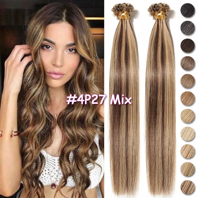MRSHAIR MRS HAIR Nail Human Hair Extensions U Tip Hair 100G