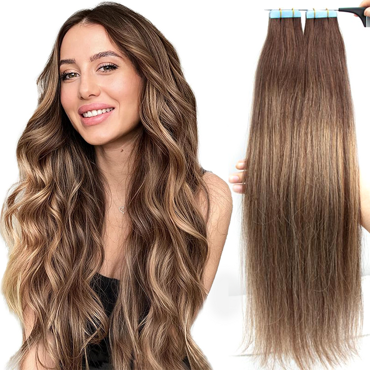 MRSHAIR MRS HAIR Ombre Balayage Tape In Extensions Human Hair P4T4-24