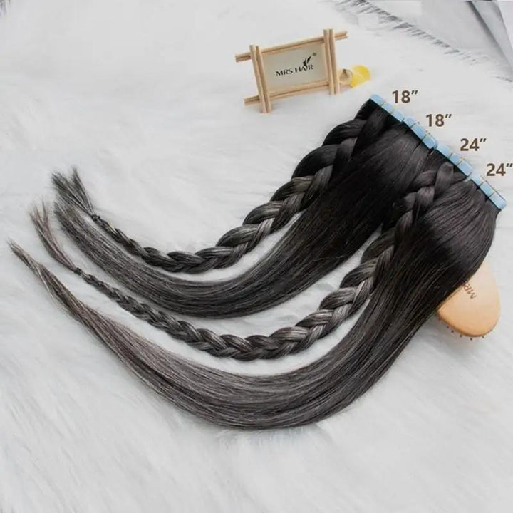 MRSHAIR MRS HAIR Ombre Balayage Tape In Human Extensions P1BT1B-SILVER