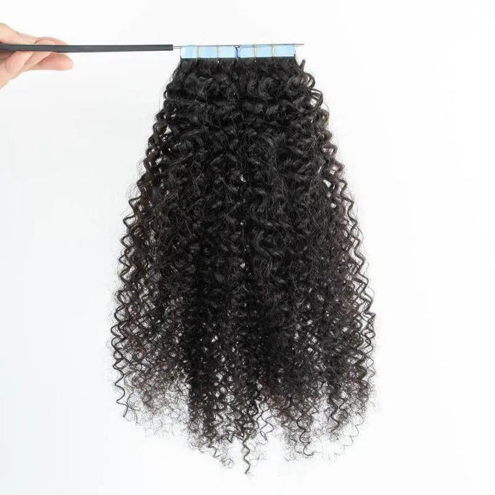 MRSHAIR MRS HAIR Raw Black Afro kinky Curly Tape In Human Hair Extensions