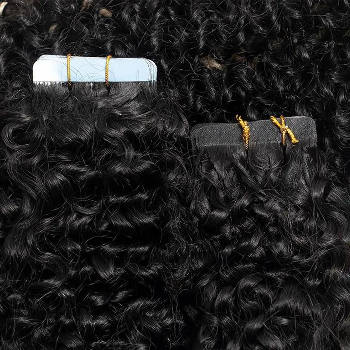 MRSHAIR MRS HAIR Raw Black Afro kinky Curly Tape In Human Hair Extensions