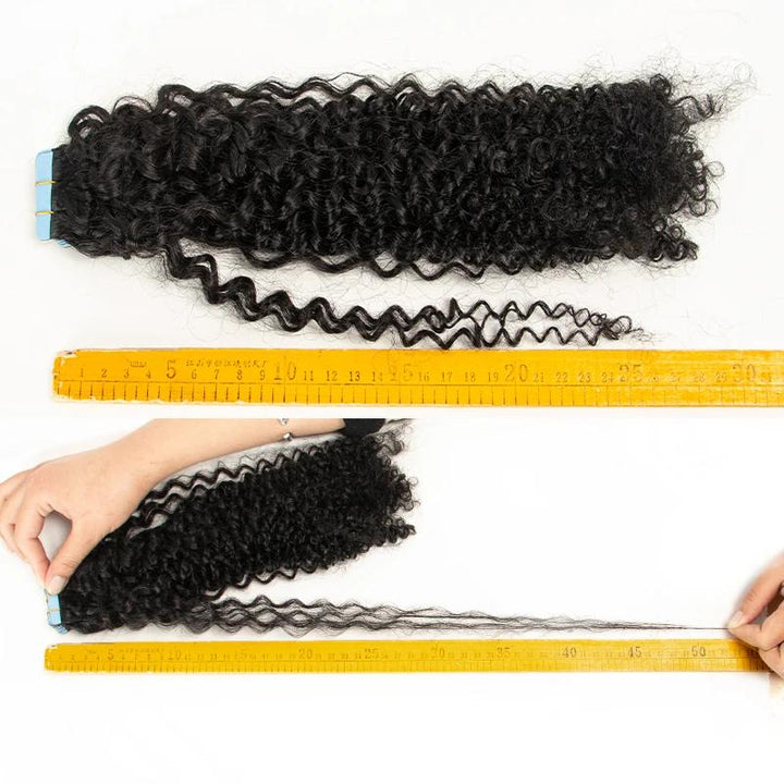 MRSHAIR MRS HAIR Raw Black Afro kinky Curly Tape In Human Hair Extensions