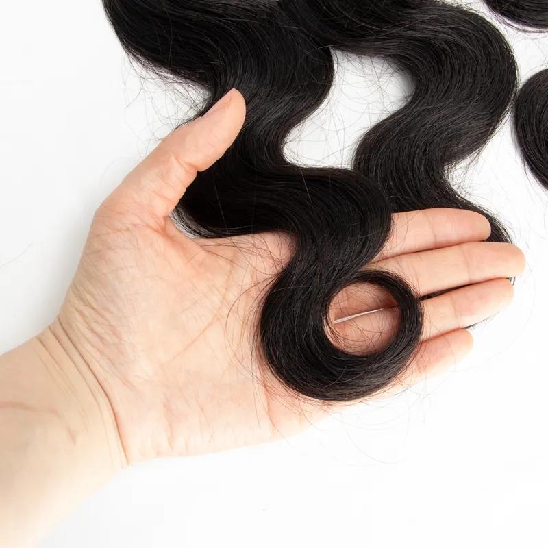 MRSHAIR MRS HAIR Raw Black Body Wave Tape In Human Hair Extensions