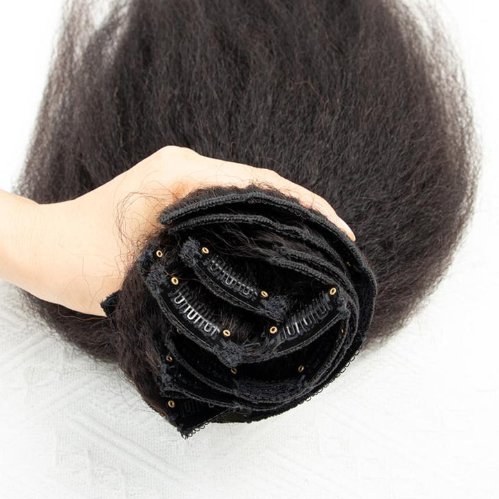 MRSHAIR MRS HAIR Raw Black Kinky Straight Clip in Human Hair