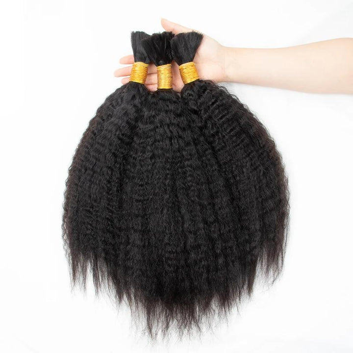 MRSHAIR MRS HAIR Raw Black Kinky Straight Human Hair Bulk Extension For Braiding