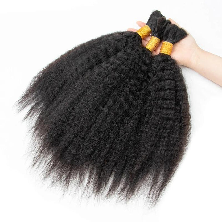 MRSHAIR MRS HAIR Raw Black Kinky Straight Human Hair Bulk Extension For Braiding