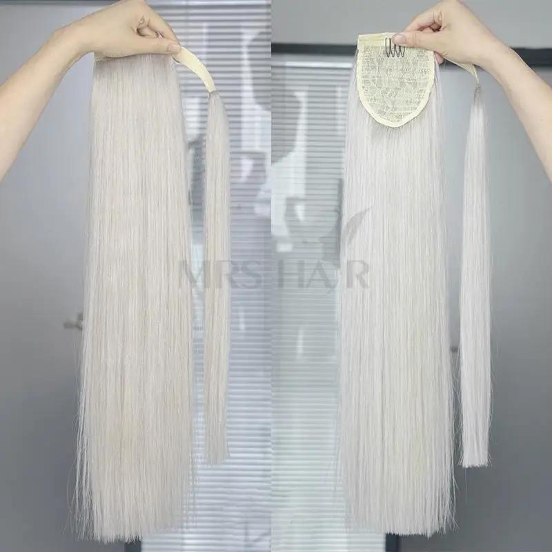 MRSHAIR MRS HAIR Silver Wrap Around Ponytail Human Hair Extensions