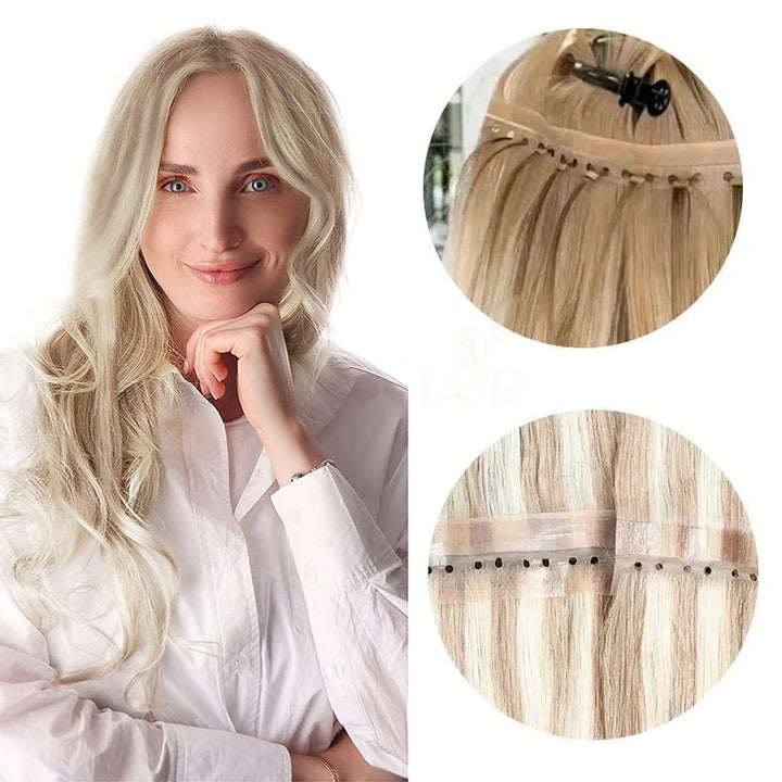MRSHAIR MRSHAIR Blonde Microlink Wet Hair Extensions XO Hole Wefts( Injected )