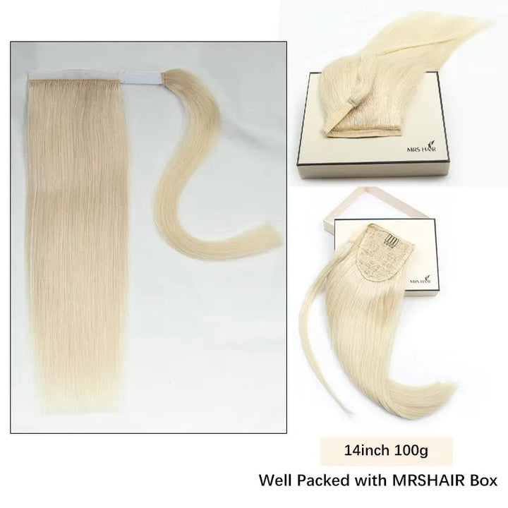 MRSHAIR MRSHAIR Blonde Wrap Ponytail Human Hair Extensions Thick