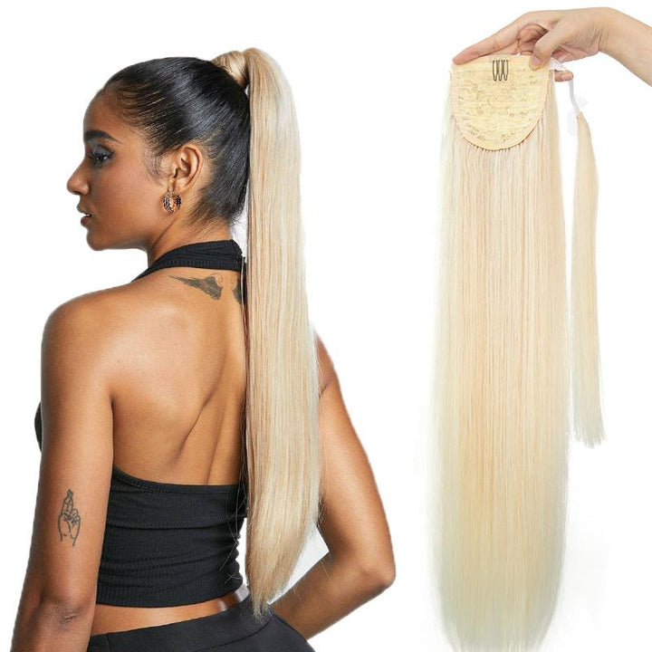 MRSHAIR MRSHAIR Blonde Wrap Ponytail Human Hair Extensions Thick