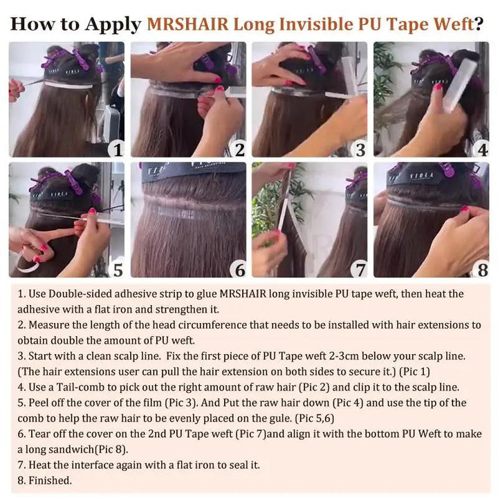 MRSHAIR MRSHAIR Invisible Seamless PU SKin Weft Human Hair Injected PU Wefts