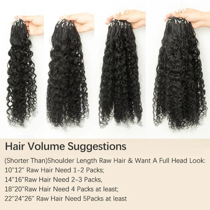 MRSHAIR MRSHAIR Raw Black Water Wave Micro Loop Human Hair Extensions