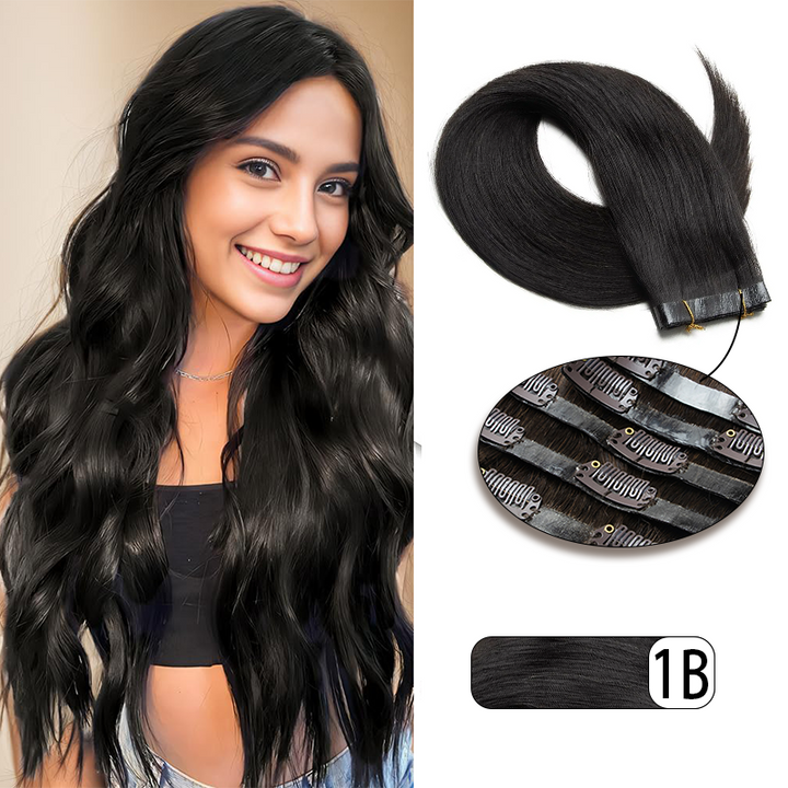 MRSHAIR PU Clip In Hair MRSHAIR Seamless PU Clip in Human Hair Extensions 120g