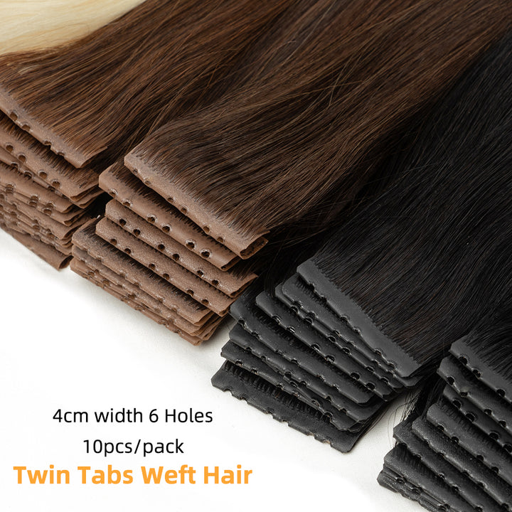 MRS HAIR Injected PU Holes Twin Tabs Tape In Human Hair Extensions 50g